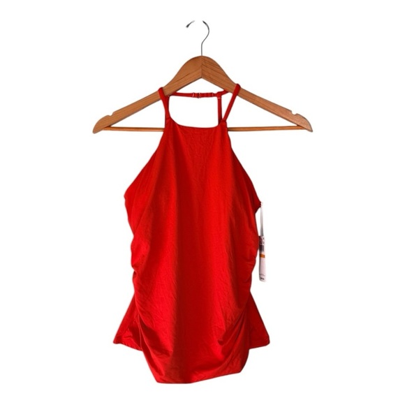 Anne Cole Red Spice High Neck Tankini Shirred Size Small NEW Style 23MT20601 - Picture 4 of 9